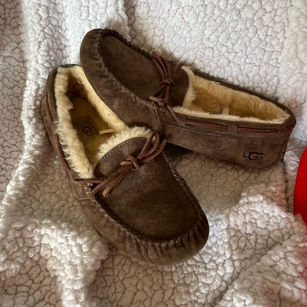UGG Chocolate Suede Moccasin Slippers